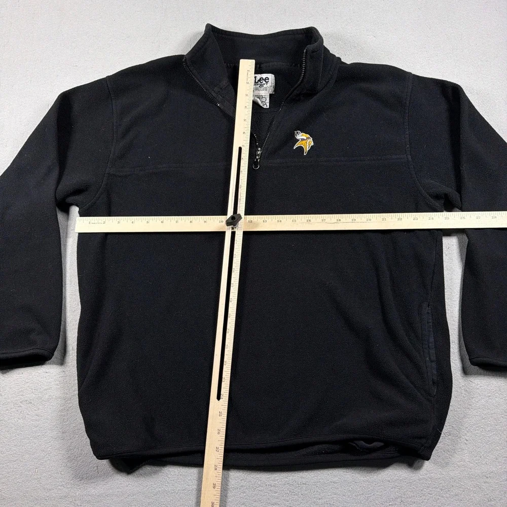 VTG Minnesota Vikings Lee Sport Pullover Men Large Quarter Zip Black Fleece